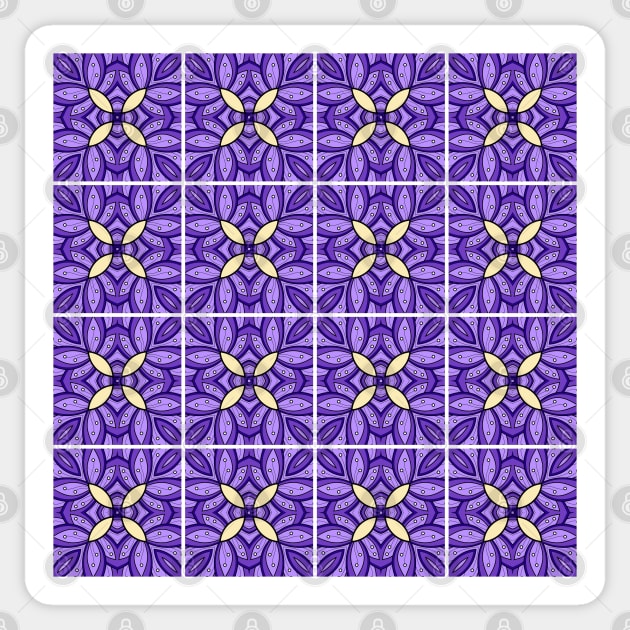 Patchwork Quilt Pattern with Ornate Motifs Sticker by lissantee